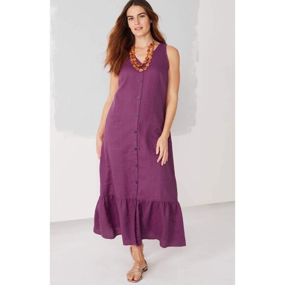 J. Jill Love Linen Midi Button Front Sleeveless Dress Women's‎ plus size 2X - Picture 1 of 11